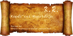 Kopácsi Ruszlán névjegykártya